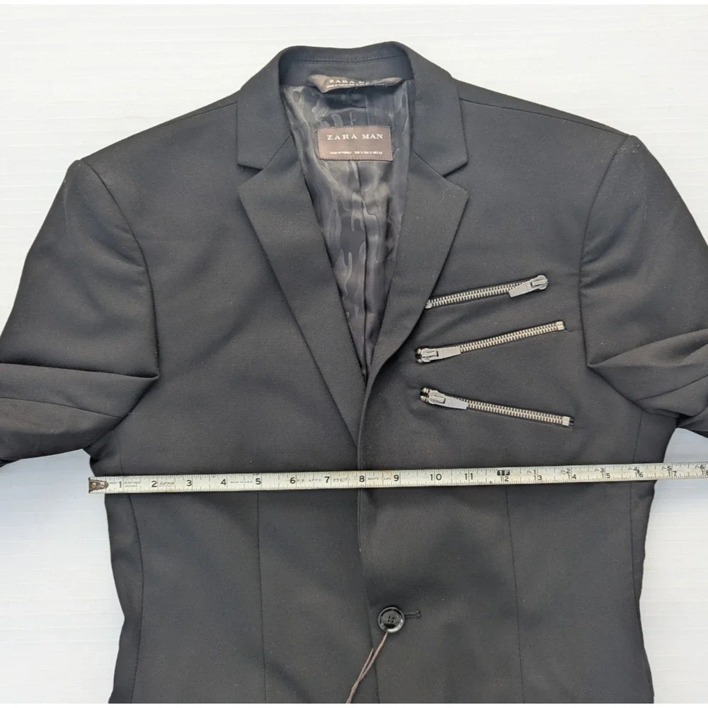 Zara Man Jacket Blazer Black Size S - Picture 13 of 16